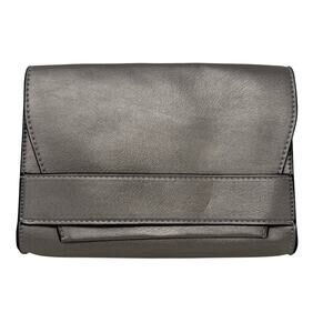 Summer & Rose Celine Vegan Leather Crossbody Bag Gray Metallic Adjust Strap NEW